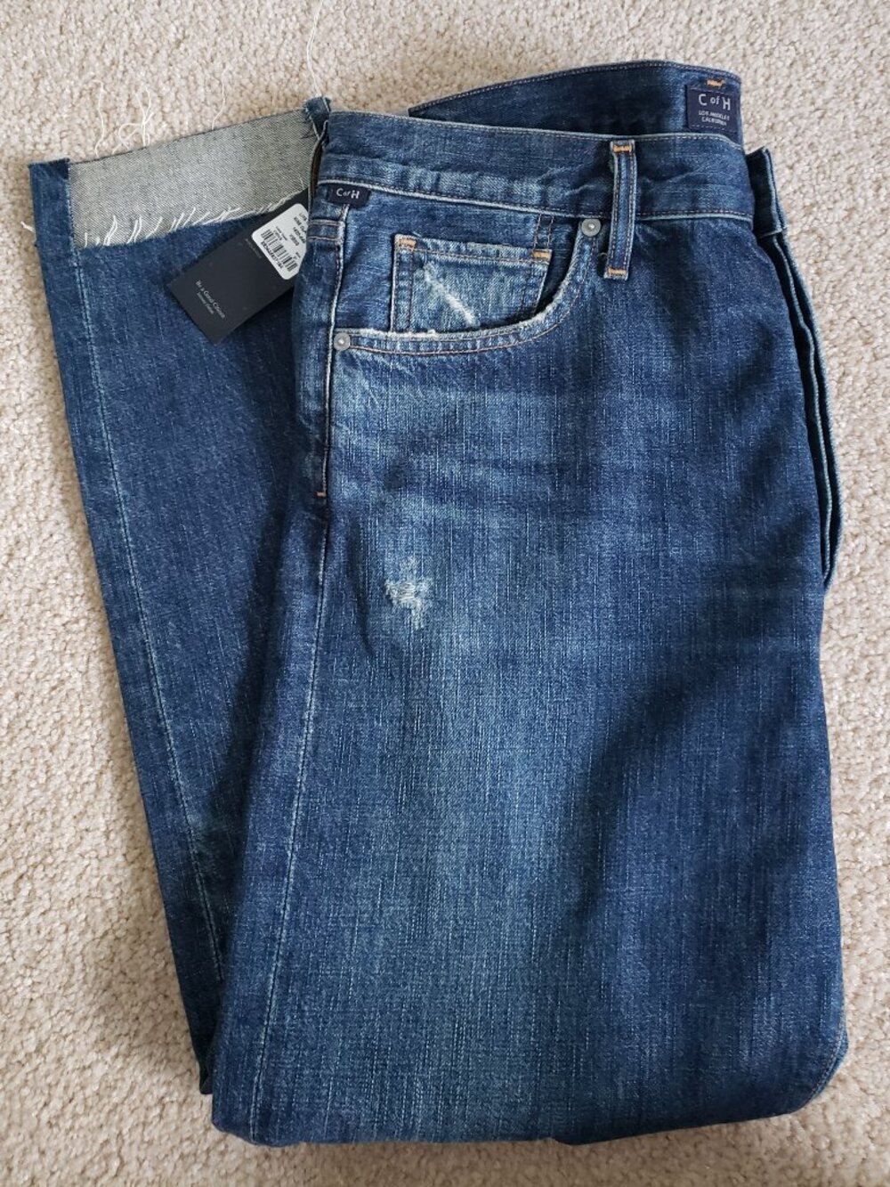 Citizens of Humanity High rise classic fit crop raw step hem distressed jeans